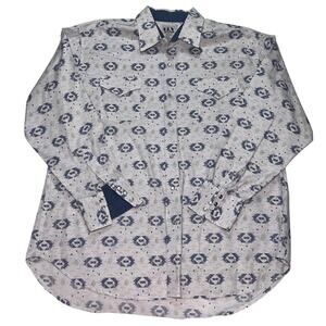 Ely Cattleman Pearl Snap Shirt Mens Size XXL Blue Aztec Western Rodeo Southwest